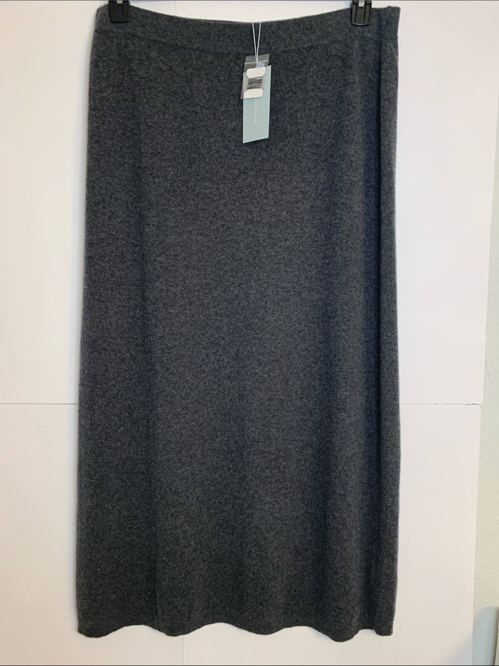 NWT ANTONIO MELANI Connie Cashmere Dark Gray Maxi Knit Skirt Size L
